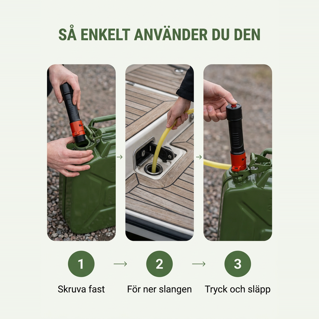 Norillo® – TankFlow – Pumpa bränsle från dunk utan lyft och spill